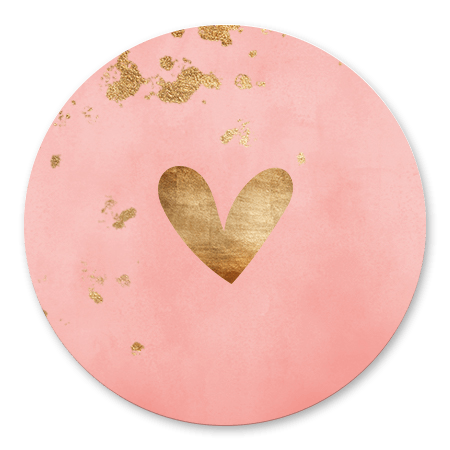 Roze waterverf met gouden hartje en spetters